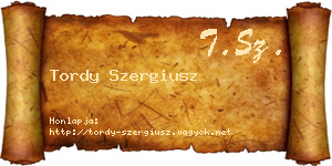 Tordy Szergiusz névjegykártya